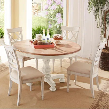 5 Piece Round Table and Double-X Back Chair Set